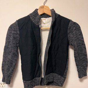 Black/Grey Kids Fleece Sweater Jacket